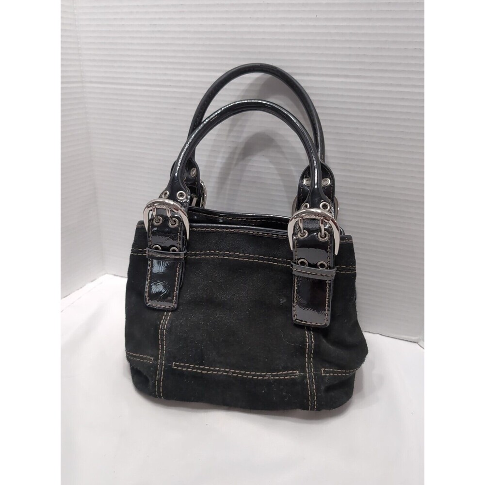 Tignanello Purse Soft Black Suede & Patent Leather Handbag